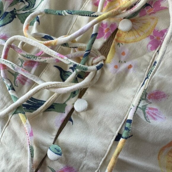 Free People Womens LG Kayla Pintuck Lemon Floral Top Milkmaid Croquette - Picture 5 of 10